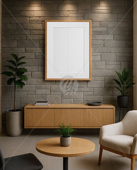 Framed Poster in a Modern Living Room Mockup