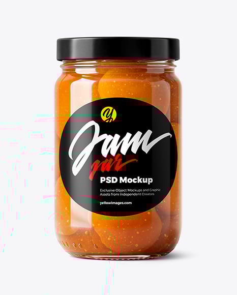 Glass Jar with Apricot Preserves Mockup - Mockup shots