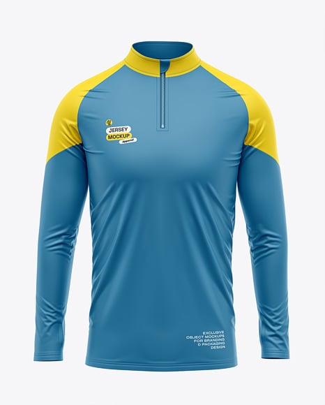 ¼ Zipper Mock Neck Long Sleeve Jersey - Crew neck sweater mockup