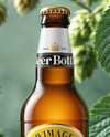Beer Bottle Surrounded by Hops Branches Mockup