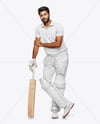 Indian Man Wearing Full Cricket Kit with Bat Mockup