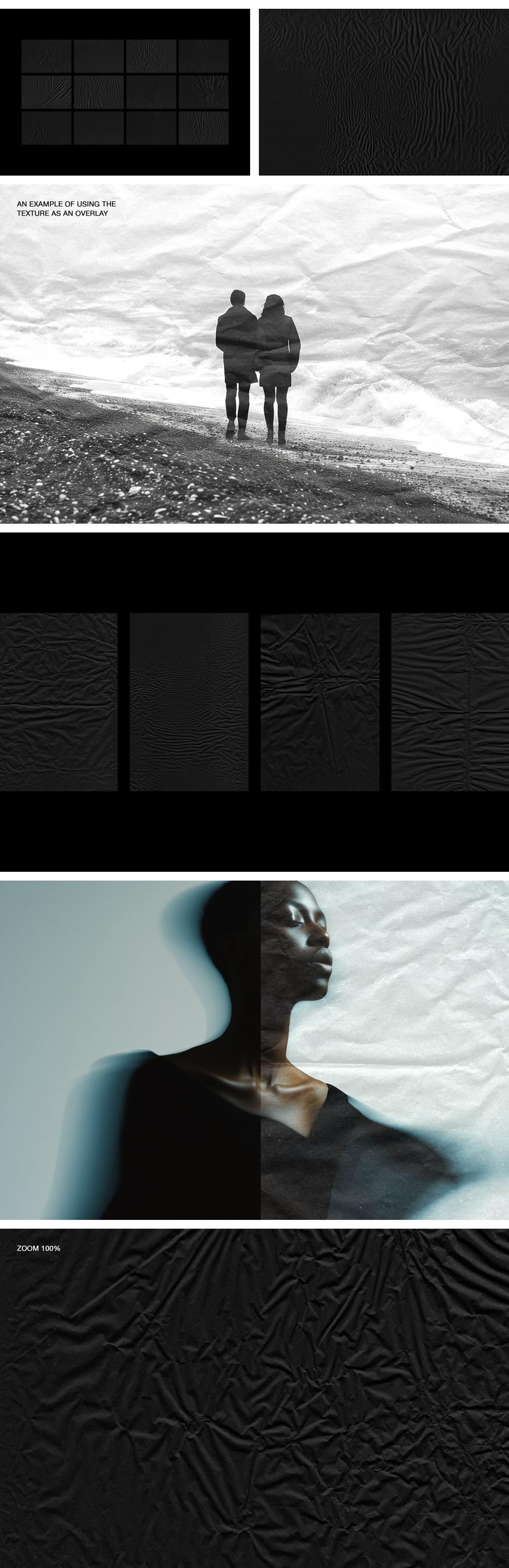 Black Crumpled Paper Textures