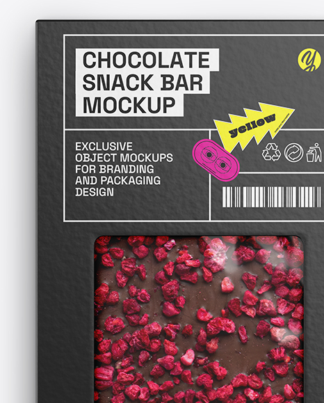 Milk Chocolate Bar with Raspberry Slices Mockup