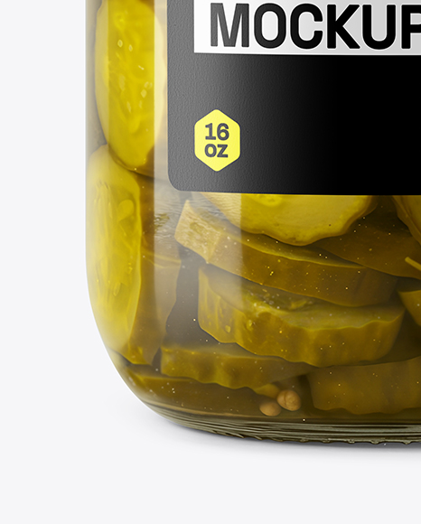 Glass Jar with Bread & Butter Pickles Mockup