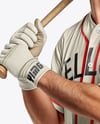 Baseball Player Wearing a Jersey and Cap with a Bat Mockup