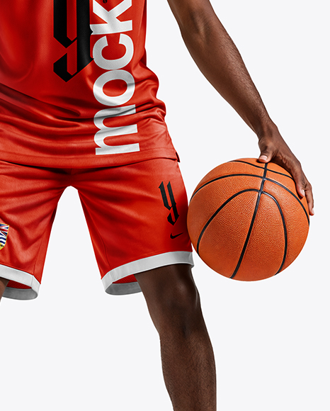 Black Man Wearing Full Basketball Kit Mockup