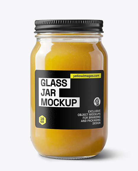 Clear Glass Jar with Chicken Bone Broth Mockup