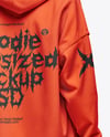 Old Gray-Haired Woman Wearing Oversized Hoodie & Sweatpants Mockup