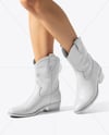 Leather Cowboy Boots on Women's Legs Mockup