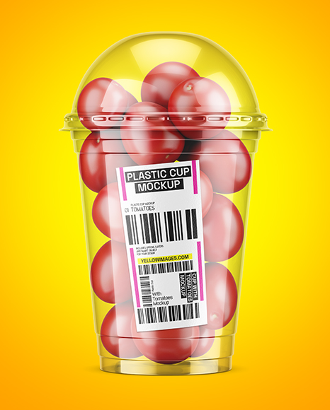 Plastic Cup with Cherry Tomatoes Mockup