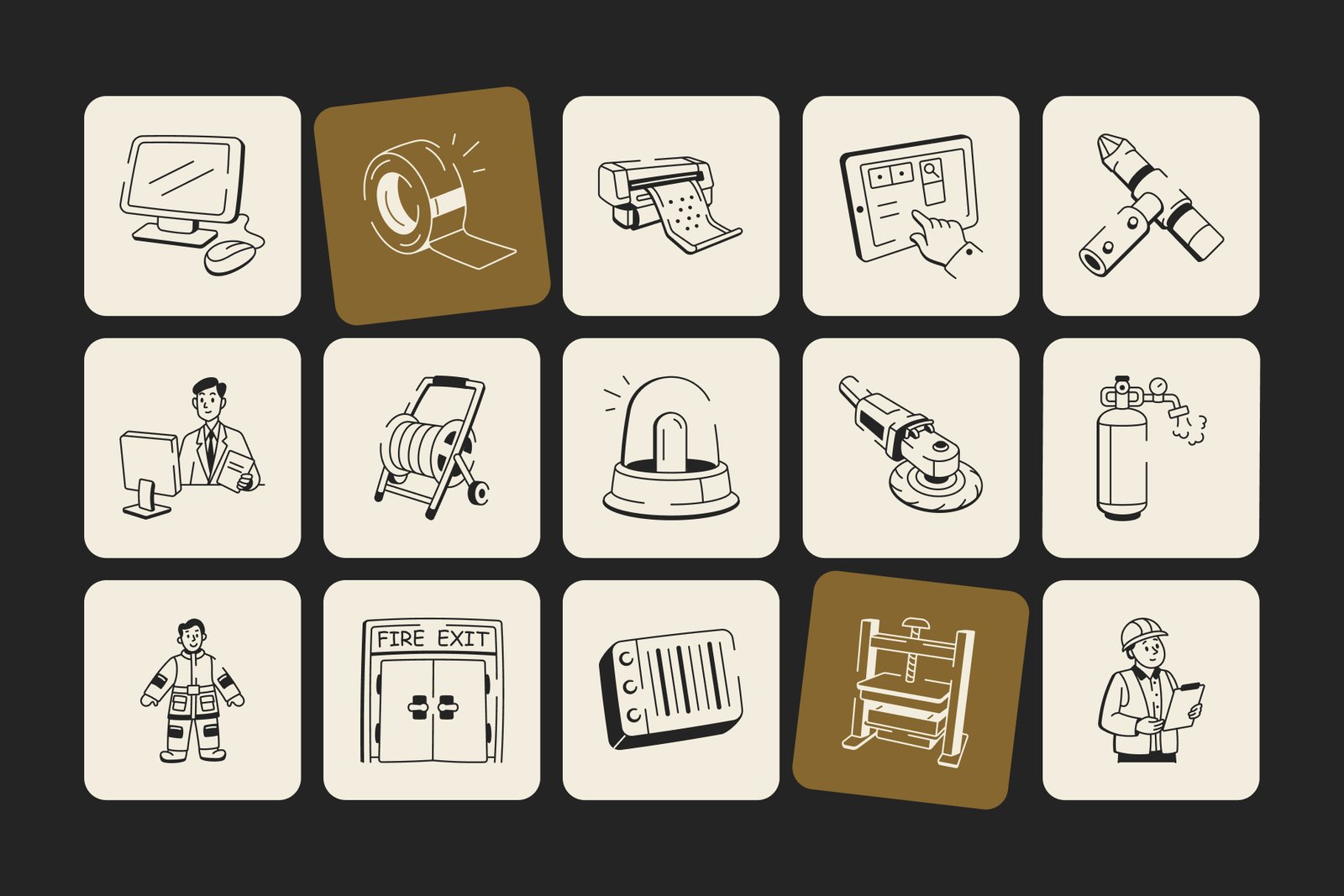 Manufacturing Doodle Icon Set