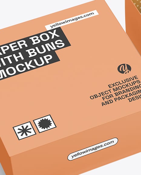 Opened Box with Cinnabon Buns Mockup
