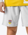 Soccer Player Wearing Long Sleeve Jersey and Shorts Mockup