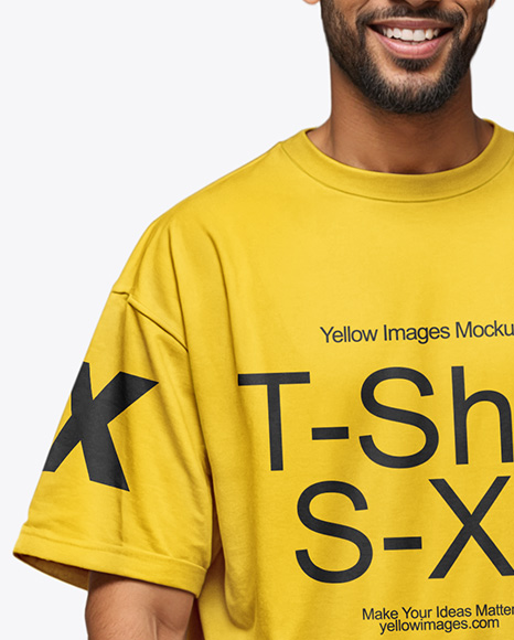 Young Tall Man Wearing T-shirt and Shorts Mockup