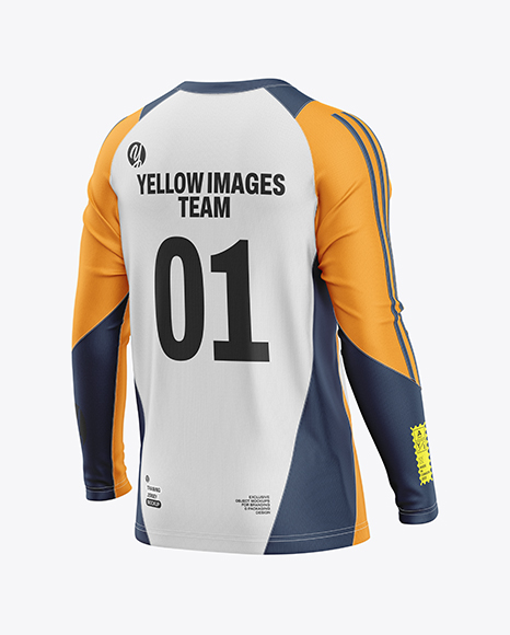 Training Short Sleeve Jersey Mockup - Back Half Side View - Premium PSD Mockups