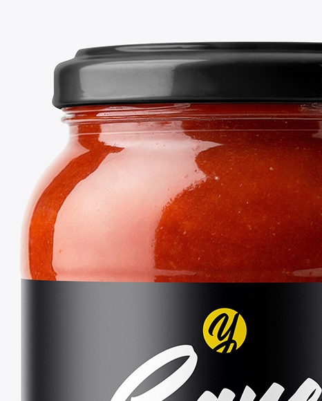 Clear Glass Jar with Pizza Sauce Mockup
