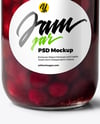 Clear Glass Jar with Cherry Jam Mockup