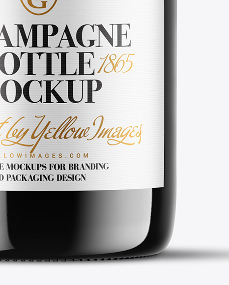 Dark Glass Champagne Bottle Mockup