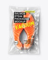 Clear Plastic Flow-Pack with Salmon Fish Steak Mockup