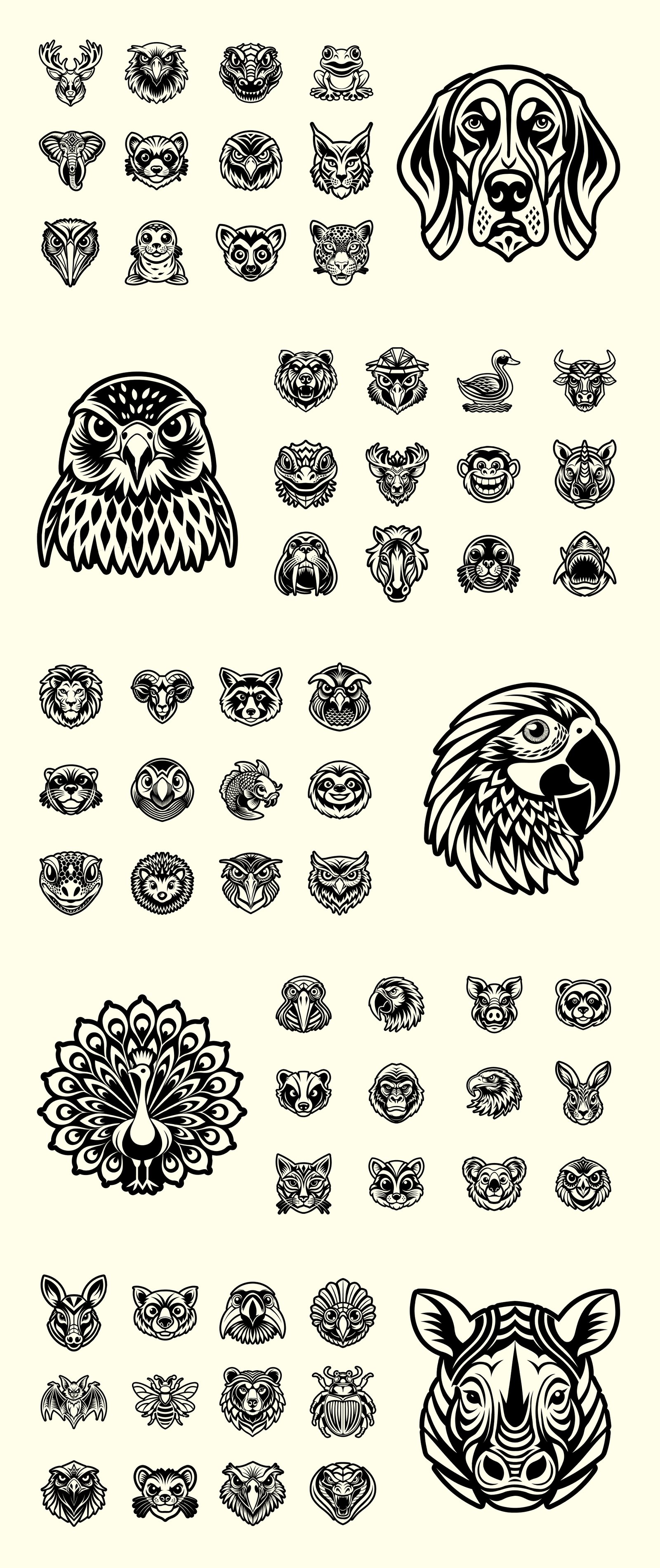 Animals and Birds Glyph Icon Set