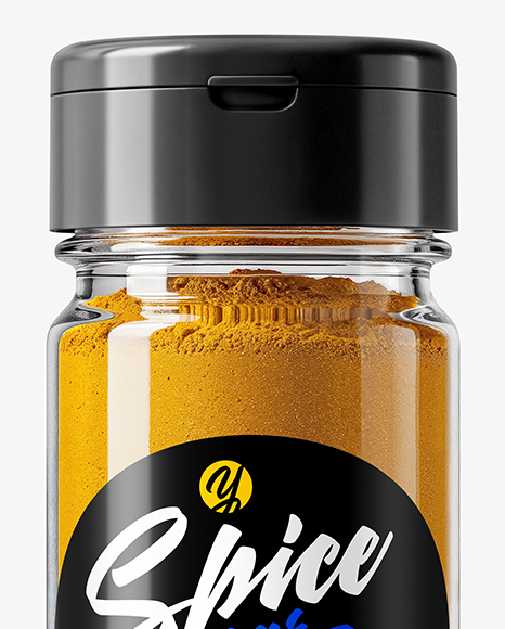 Glass Spice Jar with Turmeric Mockup