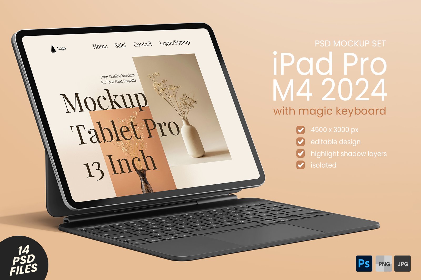 iPad Pro 13 Inch with Magic Keyboard PSD Mockup Pack