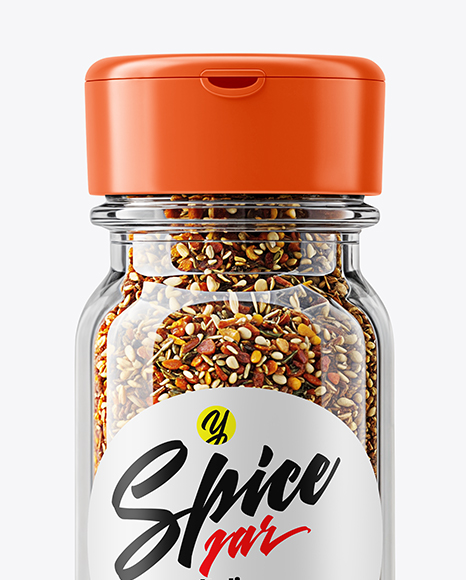 Glass Jar with Italian Seasoning Mockup