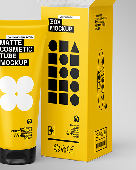 Opened Box With Cosmetic Tube Mockup