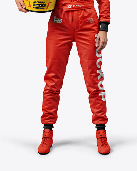 Woman Wearing Full Racing Kit Mockup