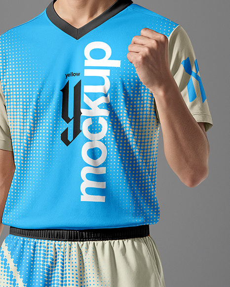 Asian Man Wearing Full Table Tennis Kit Mockup