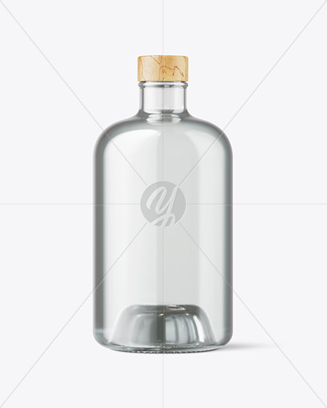 Dry Gin Bottle with Wooden Cap Mockup