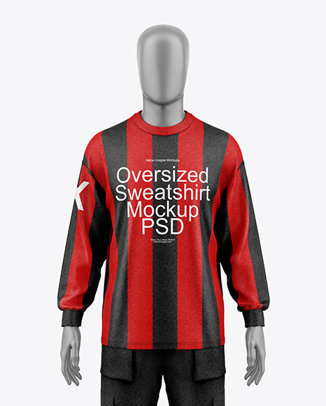 Men's Heather Oversize Sweatshirt w/ Mannequin Mockup