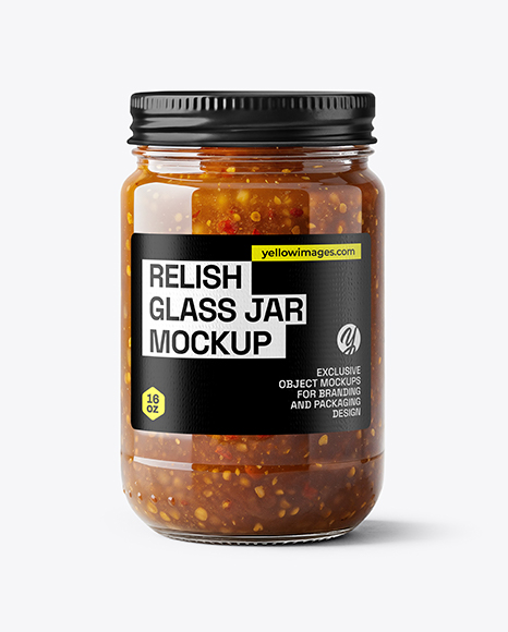 Glass Jar with Sweet Relish Sauce Mockup