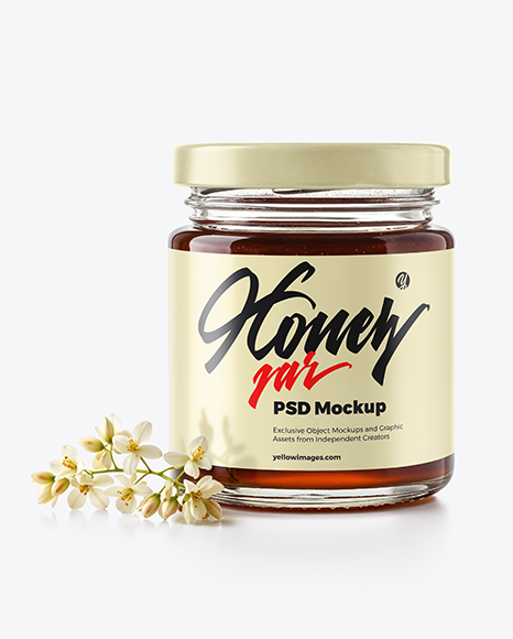 Glass Jar with Buckwheat Honey Mockup - Honey+Jar+Mockup+Creative+Photoshop+Templates+Creative+Market