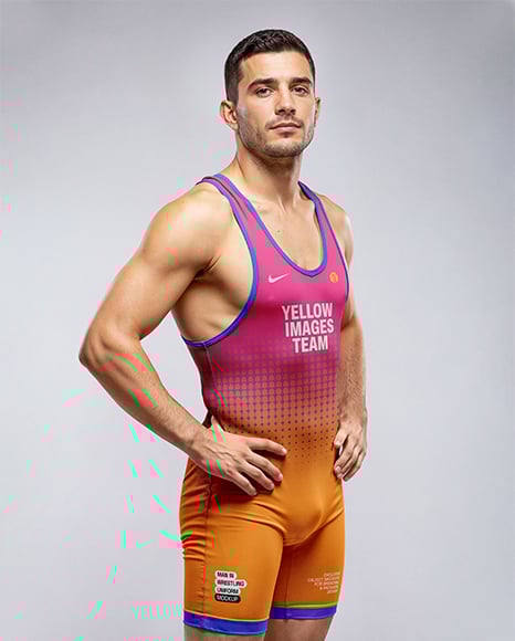 Man Wearing Wrestling Uniform Mockup