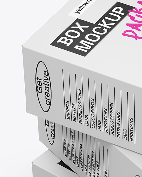 Three Paper Boxes Mockup