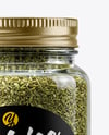 Glass Jar with Marjoram Spice Mockup
