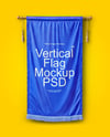 Vertical Flag With Metallic Pole Mockup