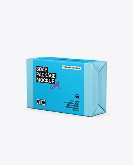 Paper Soap Bar Package Mockup – Half Side View