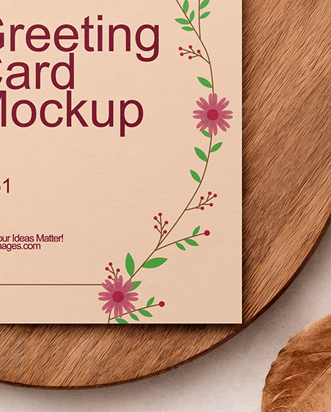 Greeting Card on Wooden Board Mockup