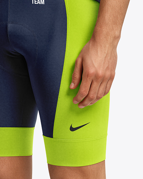 Man Wearing Cycling Jersey and Bib Shorts Mockup