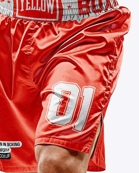 Man Wearing Boxing Kit with Jersey and Shorts Mockup