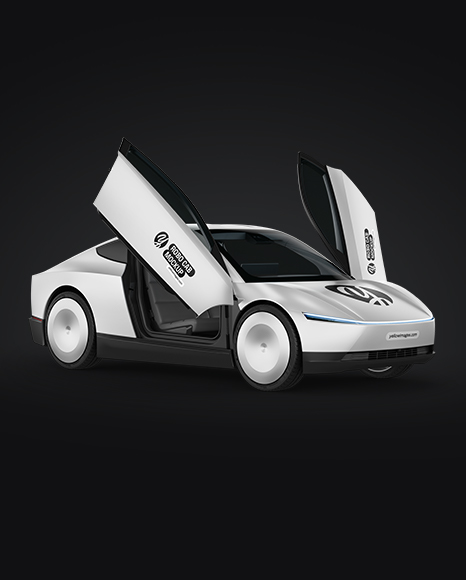 Electric RoboCab W/The Doors Open Mockup - Half Side View