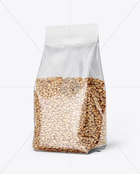 Transparent Package with Buckwheat Mockup