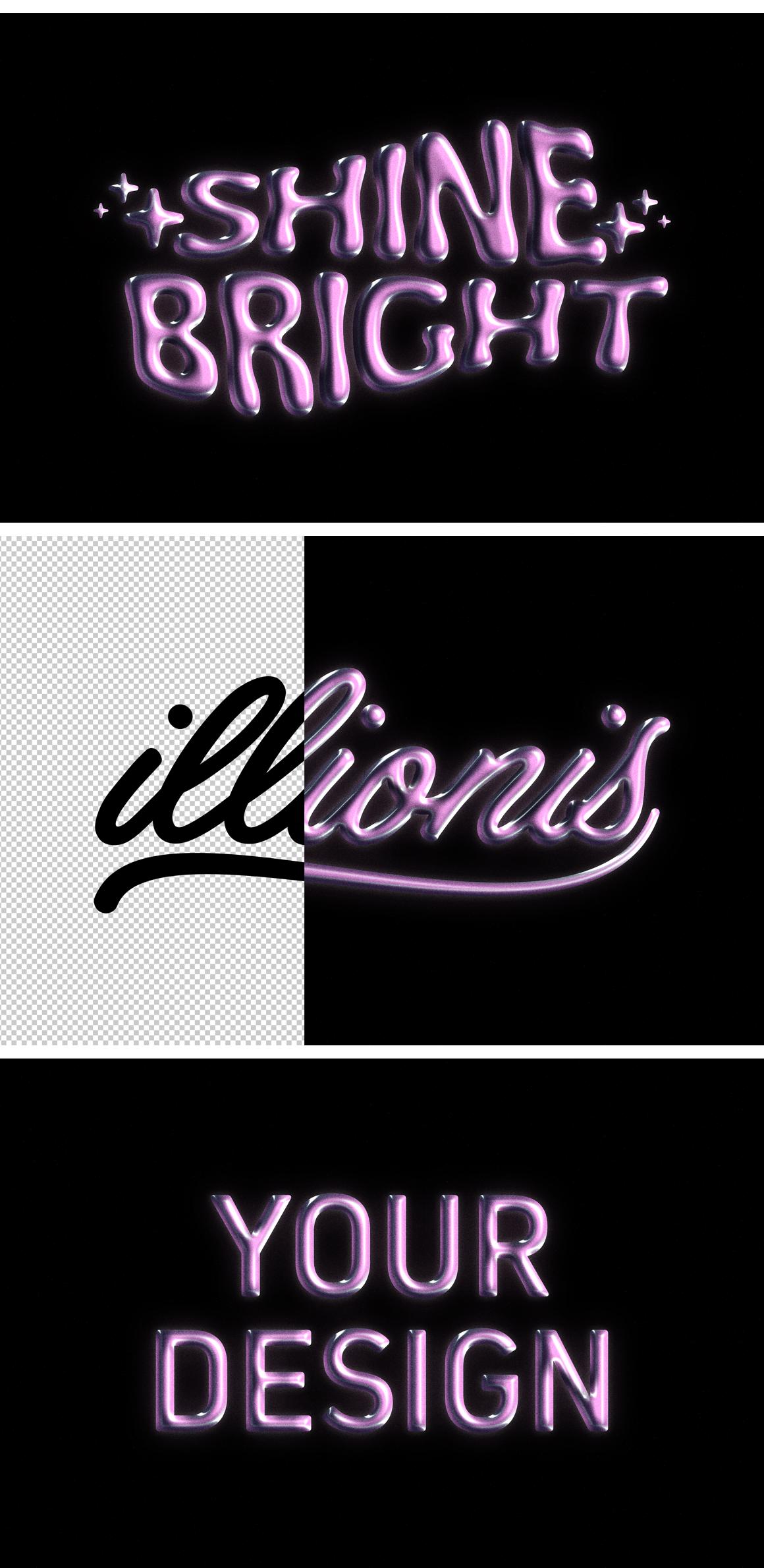 Retro Glow Chrome Text &amp; Logo Effect