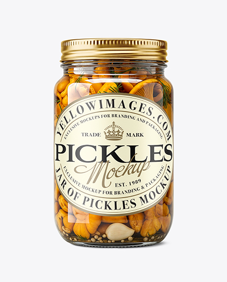 Glass Jar with Chanterelles Mockup