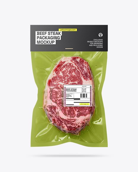Beef Steak Vacuum Packaging Mockup