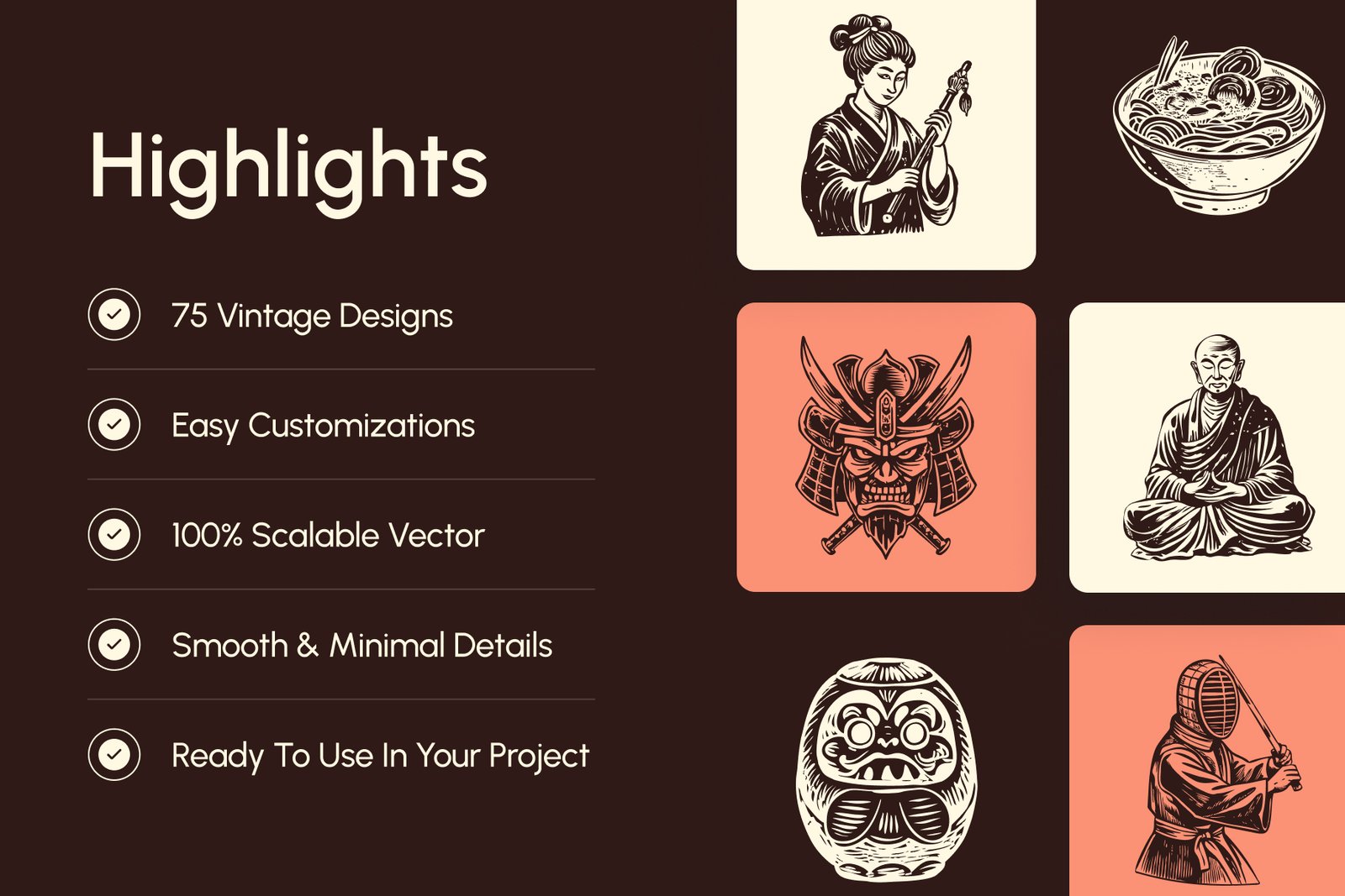 Vintage Japan Art Icon Set