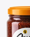 Clear Glass Jar with Fig Jam Mockup