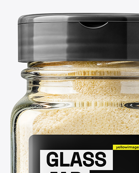 Square Glass Jar with Garlic Powder Mockup